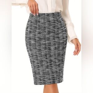 LOFT Classic Black and White Tweed Pencil Skirt